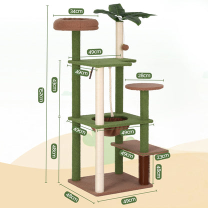i.Pet Cat Tree Tower 152cm Jungle Multi-Level Scratching Post Leafy Canopy - view 2