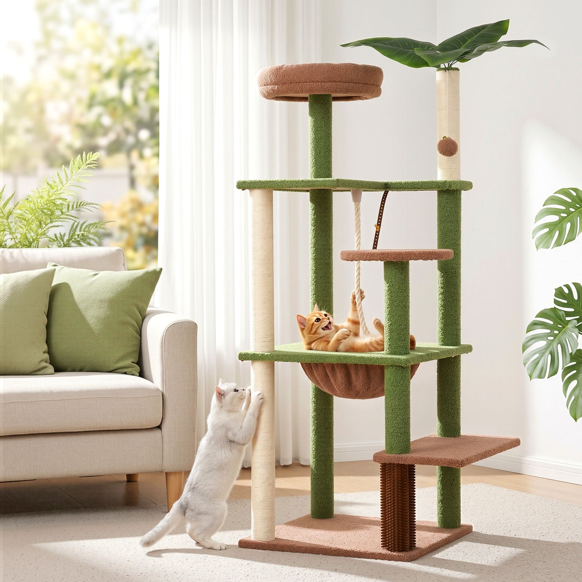 i.Pet Cat Tree Tower 152cm Jungle Multi-Level Scratching Post Leafy Canopy - view 10