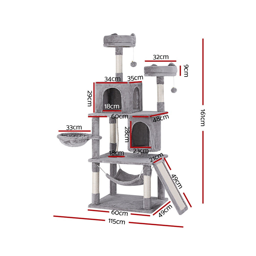 i.Pet Cat Tree Tower Scratching Post Scratcher 161cm Condo House Trees Grey - view 2