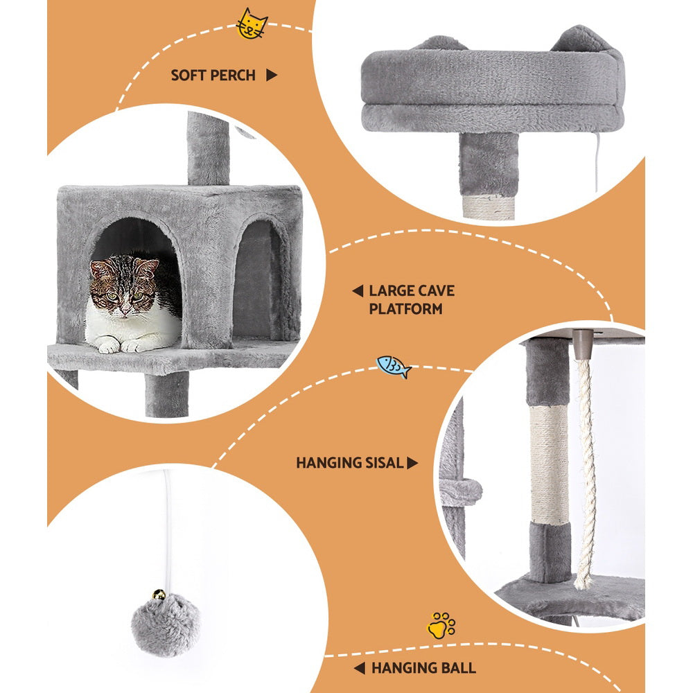 i.Pet Cat Tree Tower Scratching Post Scratcher 161cm Condo House Trees Grey - view 4