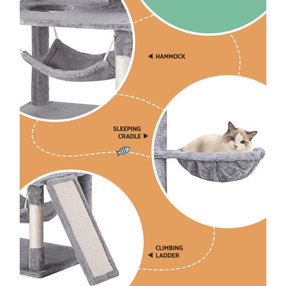 i.Pet Cat Tree Tower Scratching Post Scratcher 161cm Condo House Trees Grey - view 5