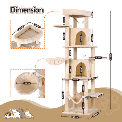 i.Pet Cat Tree Tower 167cm Large Scratching Post Furniture Scratcher House Beige - view 4