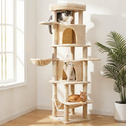 i.Pet Cat Tree Tower 167cm Large Scratching Post Furniture Scratcher House Beige - view 10