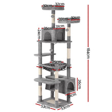 i.Pet Cat Tree 184cm Tower Scratching Post Trees Scratcher Condo House Light Grey - view 2