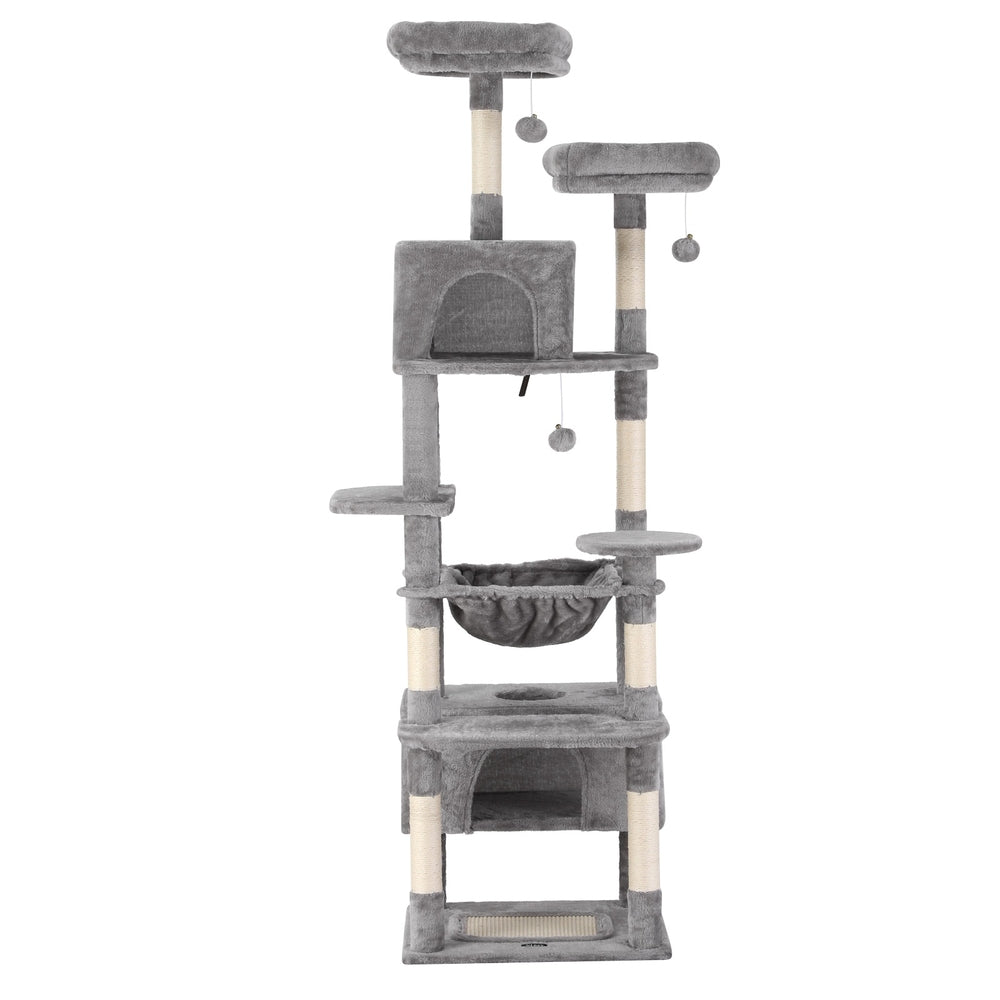 i.Pet Cat Tree 184cm Tower Scratching Post Trees Scratcher Condo House Light Grey - view 3