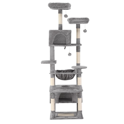 i.Pet Cat Tree 184cm Tower Scratching Post Trees Scratcher Condo House Light Grey - view 3