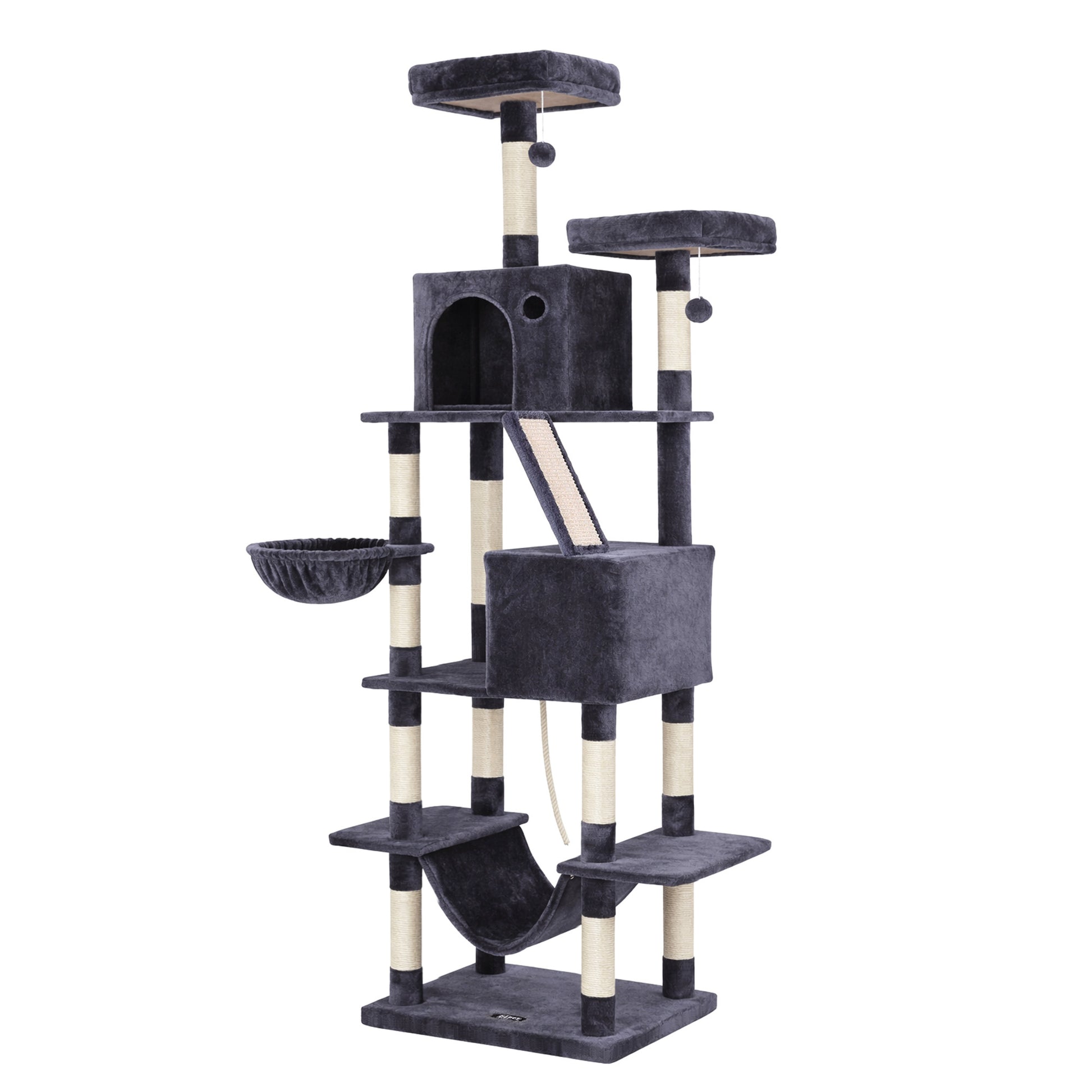 i.Pet Cat Tree Tower 206cm Large Scratching Post Furniture Scratcher House Grey - view 2