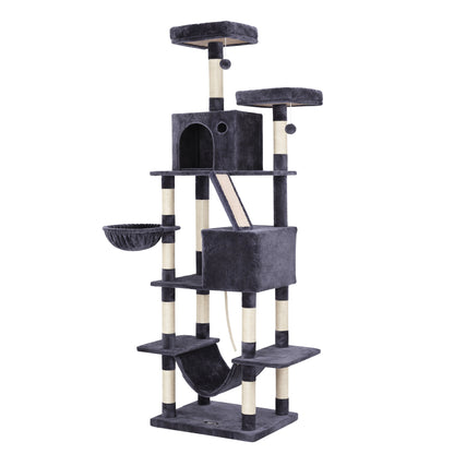 i.Pet Cat Tree Tower 206cm Large Scratching Post Furniture Scratcher House Grey - view 2