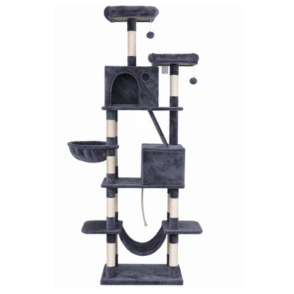 i.Pet Cat Tree Tower 206cm Large Scratching Post Furniture Scratcher House Grey - view 3