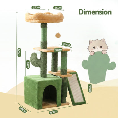 i.Pet Cat Tree Tower 101cm Scratching Post Furniture Scratcher House Green - view 2