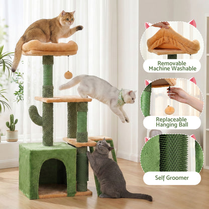 i.Pet Cat Tree Tower 101cm Scratching Post Furniture Scratcher House Green - view 6