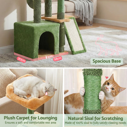 i.Pet Cat Tree Tower 101cm Scratching Post Furniture Scratcher House Green - view 8