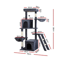 i.Pet Cat Tree Tower Scratching Post Scratcher 138cm Trees Condo House Grey - view 2