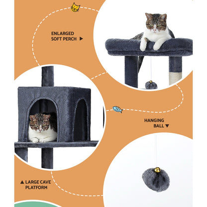 i.Pet Cat Tree Tower Scratching Post Scratcher 138cm Trees Condo House Grey - view 4