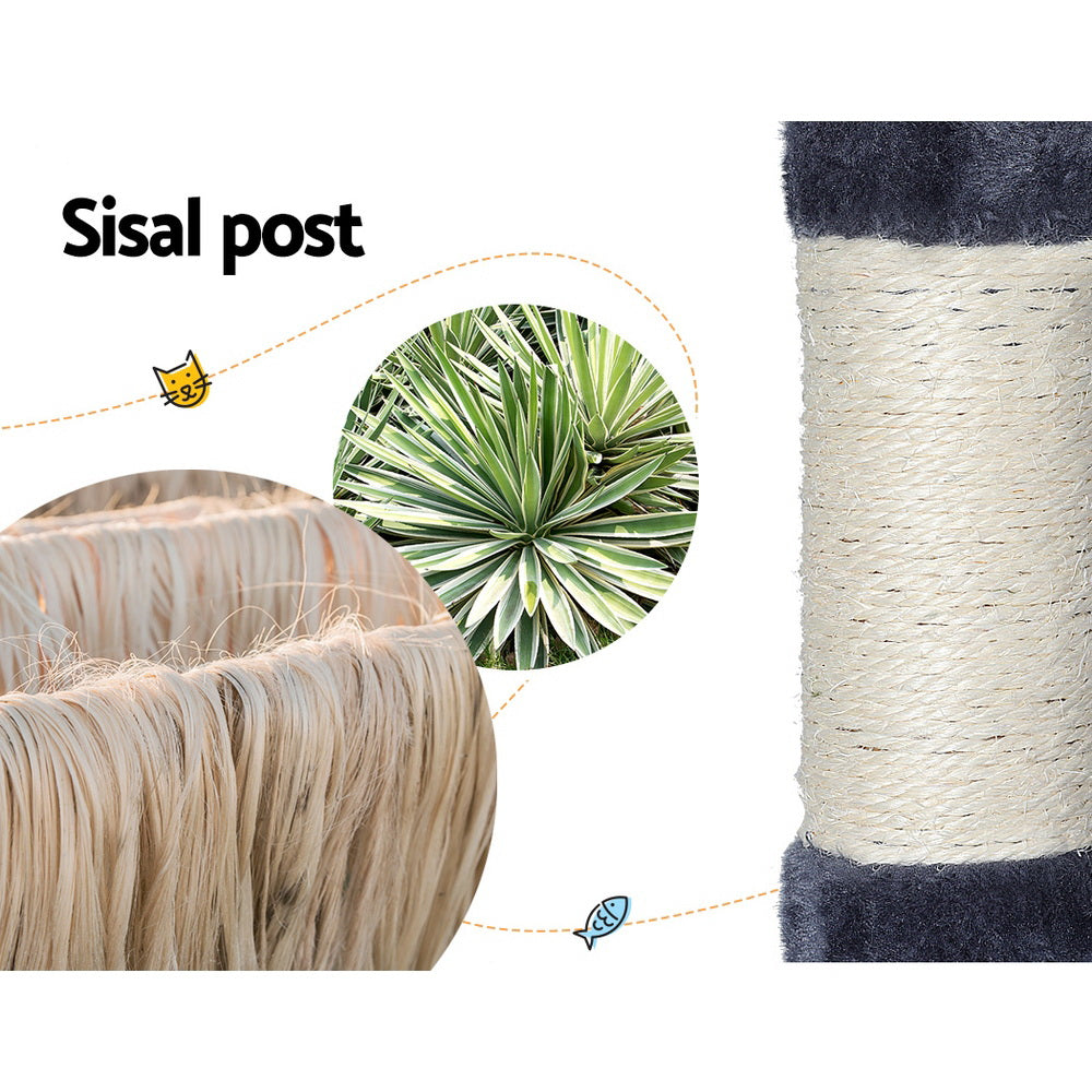 i.Pet Cat Tree Tower Scratching Post Scratcher 138cm Trees Condo House Grey - view 6