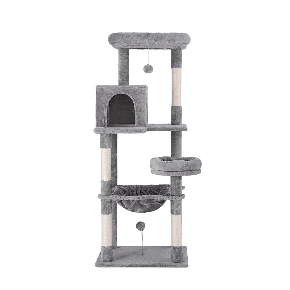 i.Pet Cat Tree Tower Scratching Post Scratcher 143cm Condo House Trees Grey - view 3
