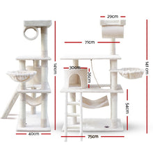 i.Pet Cat Tree 141cm Tower Scratching Post Scratcher Condo Wood House Bed Beige - view 2