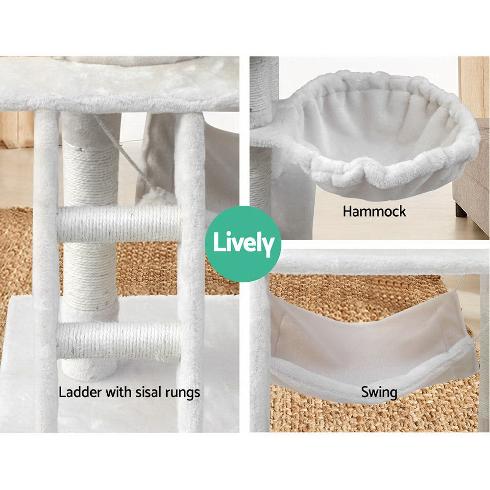 i.Pet Cat Tree 141cm Tower Scratching Post Scratcher Condo Wood House Bed Beige - view 6