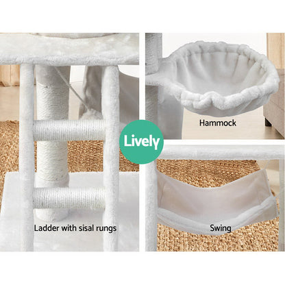i.Pet Cat Tree 141cm Tower Scratching Post Scratcher Condo Wood House Bed Beige - view 6