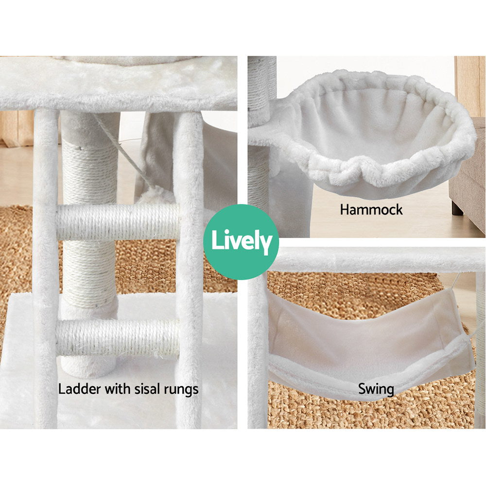 i.Pet Cat Tree 141cm Tower Scratching Post Scratcher Condo Wood House Bed Beige - view 7