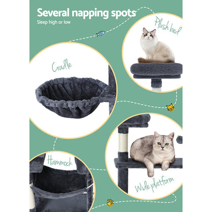 i.Pet Cat Tree 144cm Tower Scratching Post Scratcher Wood Condo Toys House Bed - view 5