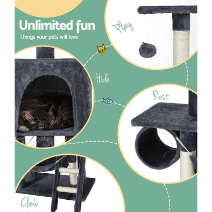 i.Pet Cat Tree 144cm Tower Scratching Post Scratcher Wood Condo Toys House Bed - view 6