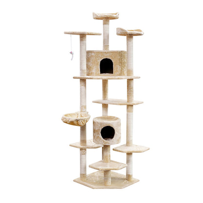 i.Pet Cat Tree 203cm Tower Scratching Post Scratcher Condo Trees House Bed Beige - view 3
