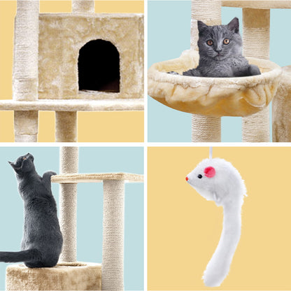 i.Pet Cat Tree 203cm Tower Scratching Post Scratcher Condo Trees House Bed Beige - view 5