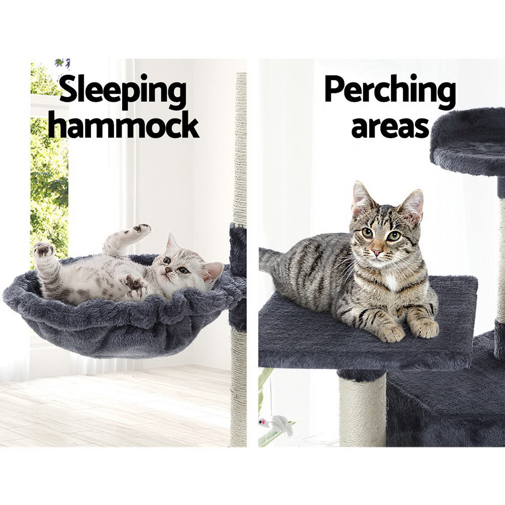 i.Pet Cat Tree 203cm Tower Scratching Post Scratcher Condo Trees House Bed Grey - view 6