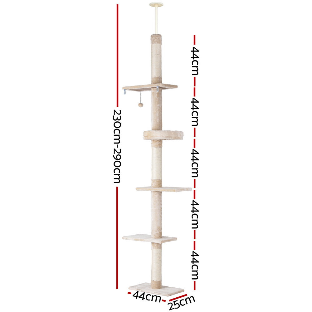 i.Pet Cat Tree 290cm Tower Scratching Cats Post Scratcher Floor to Ceiling Bed - view 2