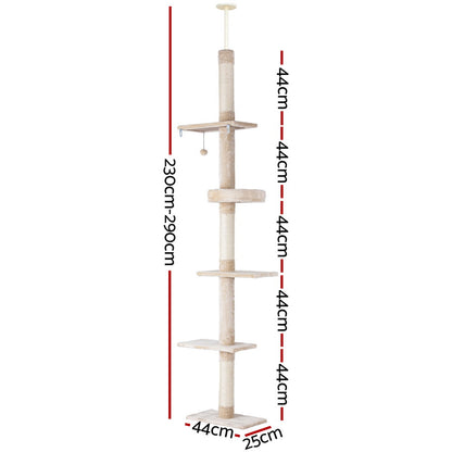 i.Pet Cat Tree 290cm Tower Scratching Cats Post Scratcher Floor to Ceiling Bed - view 2