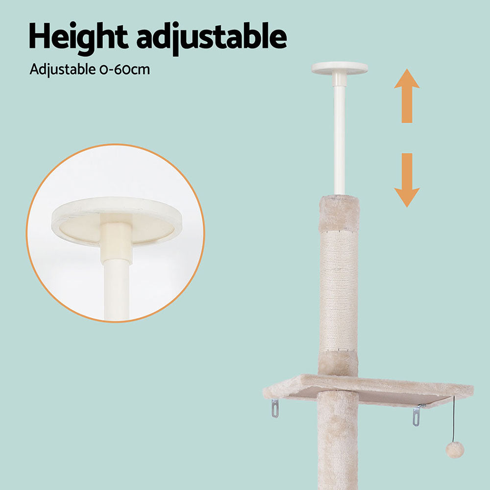 i.Pet Cat Tree 290cm Tower Scratching Cats Post Scratcher Floor to Ceiling Bed - view 5