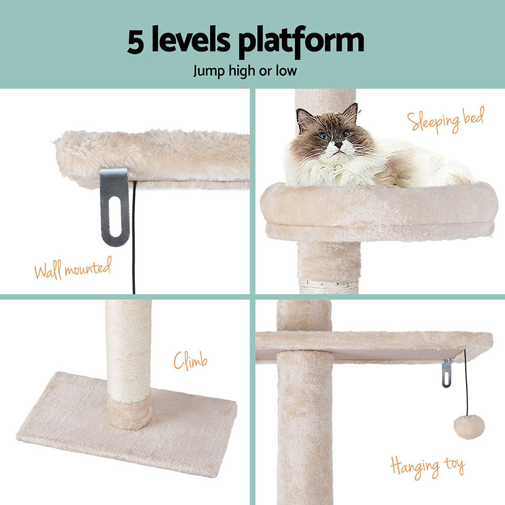 i.Pet Cat Tree 290cm Tower Scratching Cats Post Scratcher Floor to Ceiling Bed - view 6