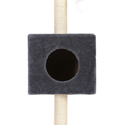 i.Pet Cat Tree 260cm Tower Scratching Post Scratcher Floor to Ceiling Cats Bed Dark Grey - view 4