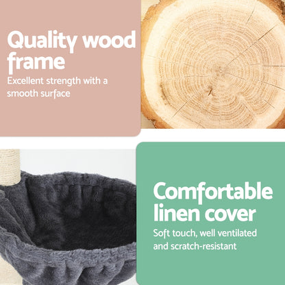 i.Pet Cat Tree 260cm Tower Scratching Post Scratcher Floor to Ceiling Cats Bed Dark Grey - view 5