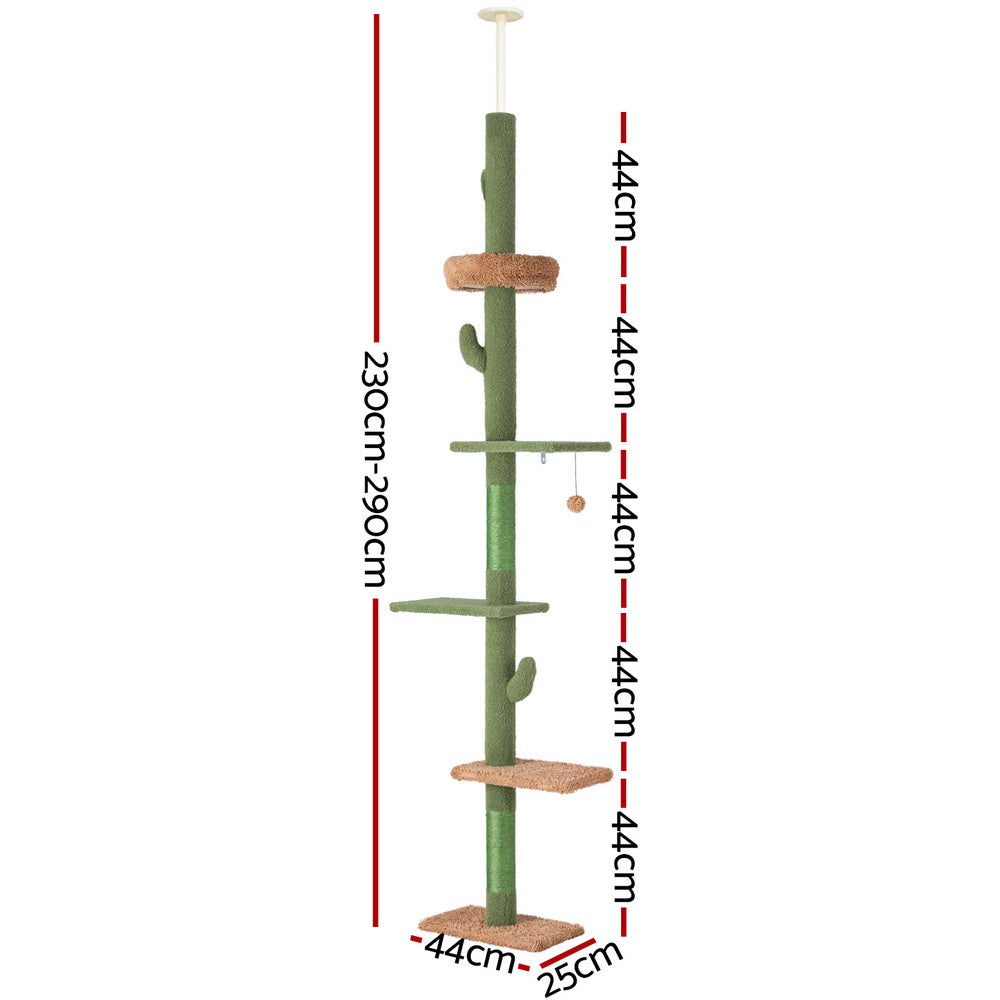 i.Pet Cat Tree Tower Scratching Post Scratcher Floor to Ceiling Cats Bed 290cm - view 2