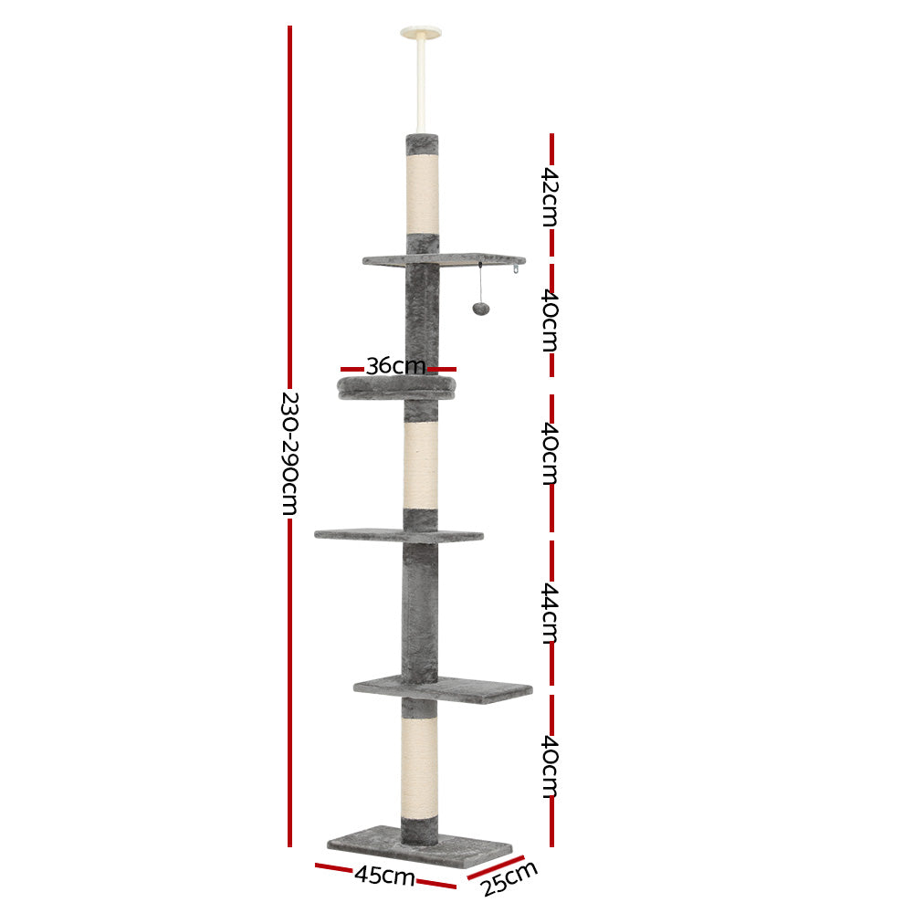 i.Pet Cat Tree 290cm Tower Scratching Post Scratcher Floor to Ceiling Cats Bed - view 2