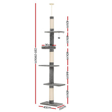 i.Pet Cat Tree 290cm Tower Scratching Post Scratcher Floor to Ceiling Cats Bed - view 2