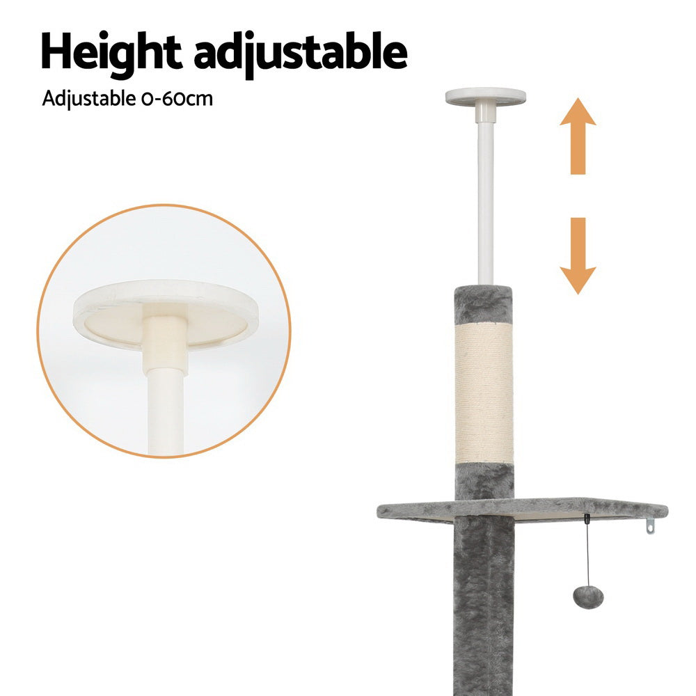 i.Pet Cat Tree 290cm Tower Scratching Post Scratcher Floor to Ceiling Cats Bed - view 5