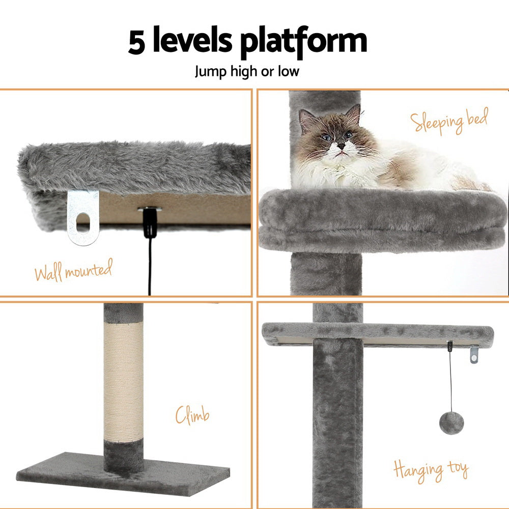i.Pet Cat Tree 290cm Tower Scratching Post Scratcher Floor to Ceiling Cats Bed - view 6