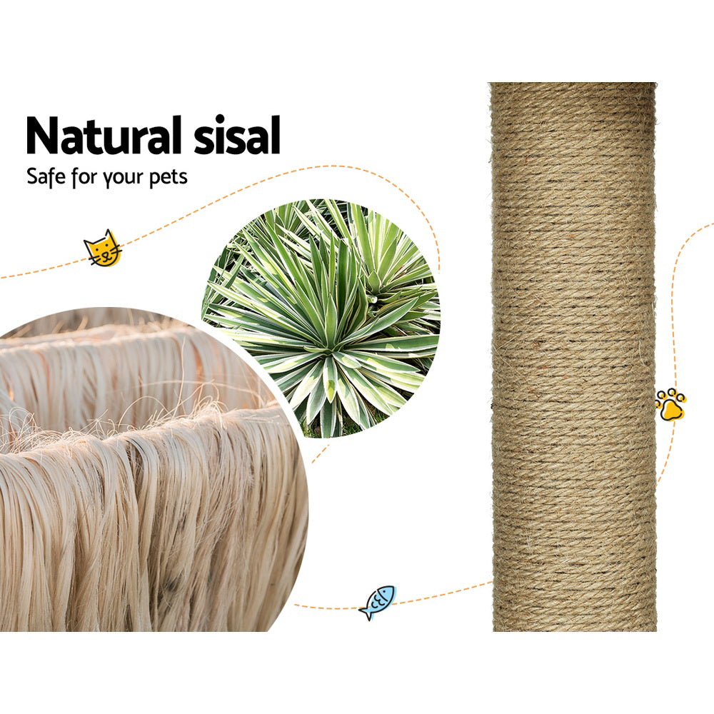 i.Pet Cat Tree 138cm Tower Scratching Post Scratcher Wood Bed Condo House Rattan Ladder - view 4