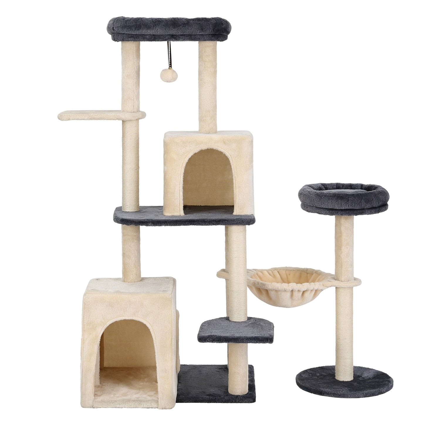 i.Pet Cat Tree Tower 133cm Rotatable L-Shape Design Scratching Post Furniture Scratcher House Grey & Beige - view 3