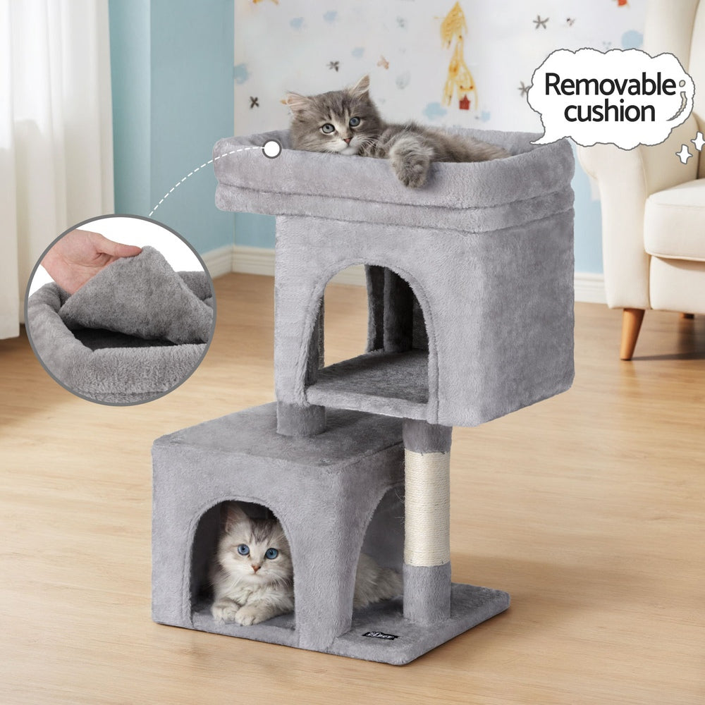 i.Pet Cat Tree 67cm Tower Scratching Post Trees Scratcher Condo House Light Grey - view 5