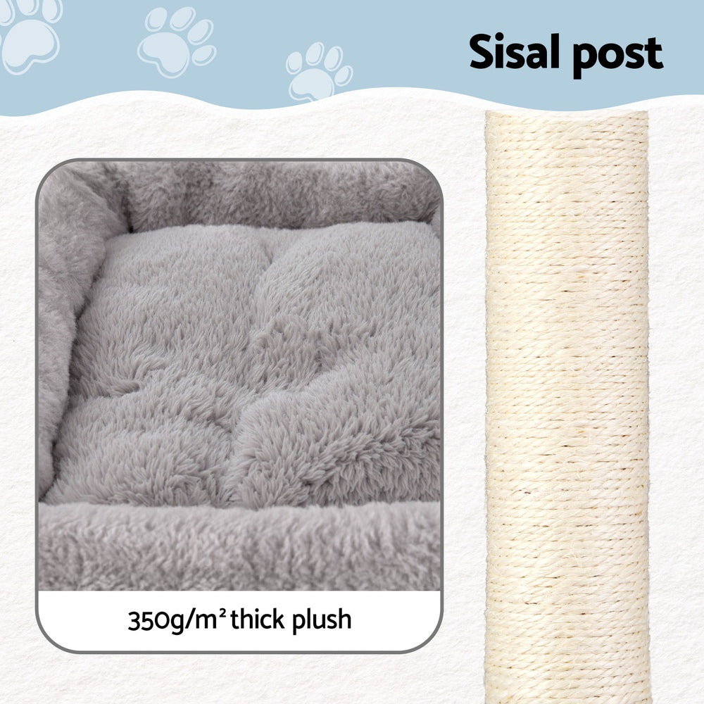 i.Pet Cat Tree 67cm Tower Scratching Post Trees Scratcher Condo House Light Grey - view 6