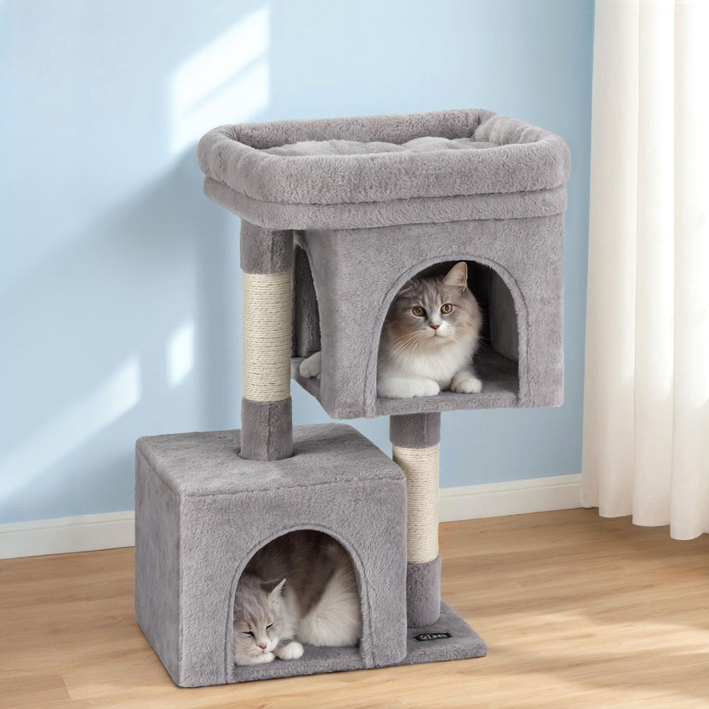 i.Pet Cat Tree 67cm Tower Scratching Post Trees Scratcher Condo House Light Grey - view 7
