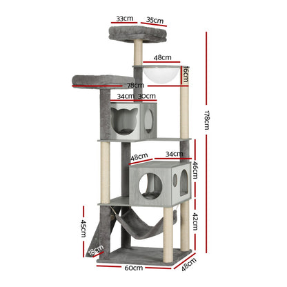 i.Pet Cat Tree 178cm Tower Scratching Post Scratcher Wood Bed Condo House Wooden Ladder - view 2