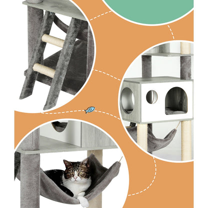 i.Pet Cat Tree 178cm Tower Scratching Post Scratcher Wood Bed Condo House Wooden Ladder - view 6