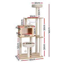 i.Pet Cat Tree Tower Scratching Post Scratcher 142cm Wood Bed Condo House - view 2