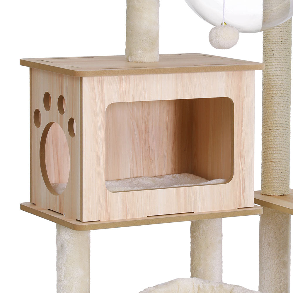 i.Pet Cat Tree Tower Scratching Post Scratcher 142cm Wood Bed Condo House - view 5
