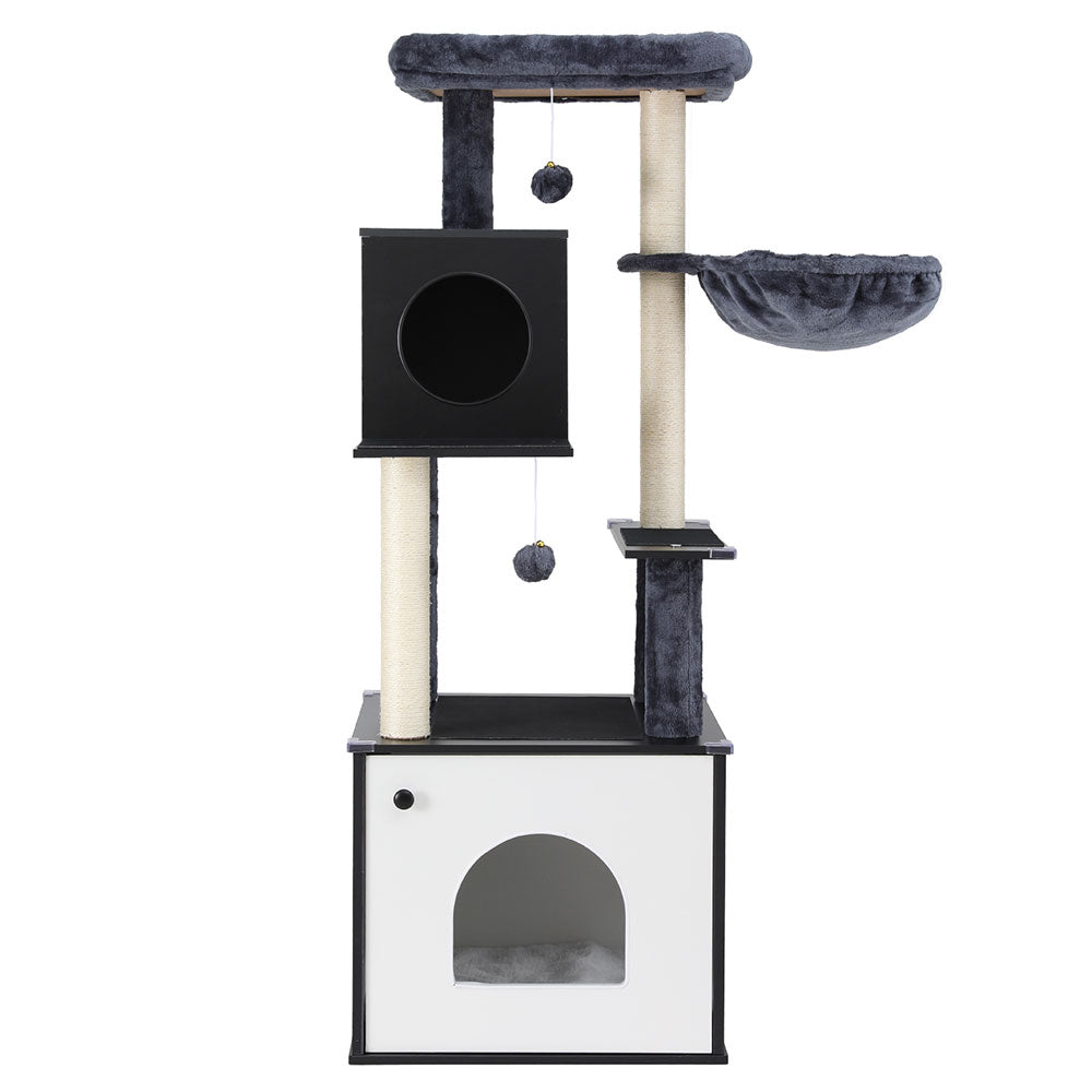 i.Pet Cat Tree Tower Scratching Post Scratcher 144cm Wood Bed Condo House Cabinet - view 3